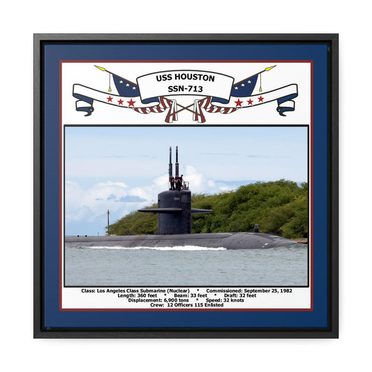 USS Houston SSN-713 Navy Floating Frame Photo Front View