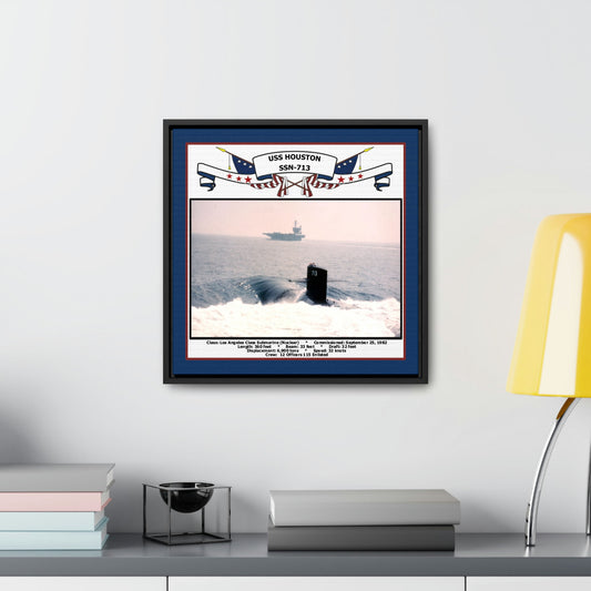 USS Houston SSN-713 Navy Floating Frame Photo Desk View