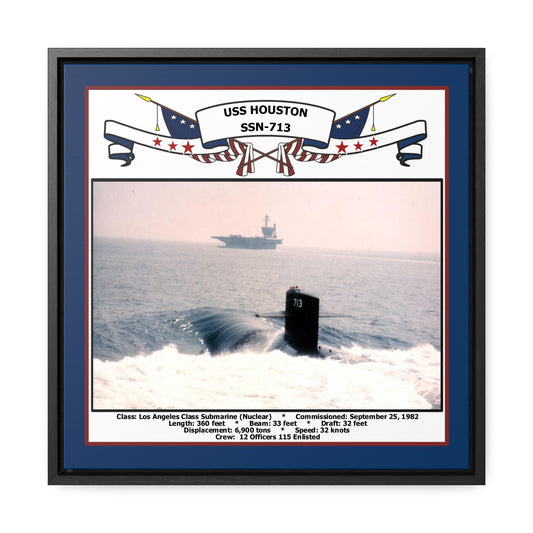USS Houston SSN-713 Navy Floating Frame Photo Front View