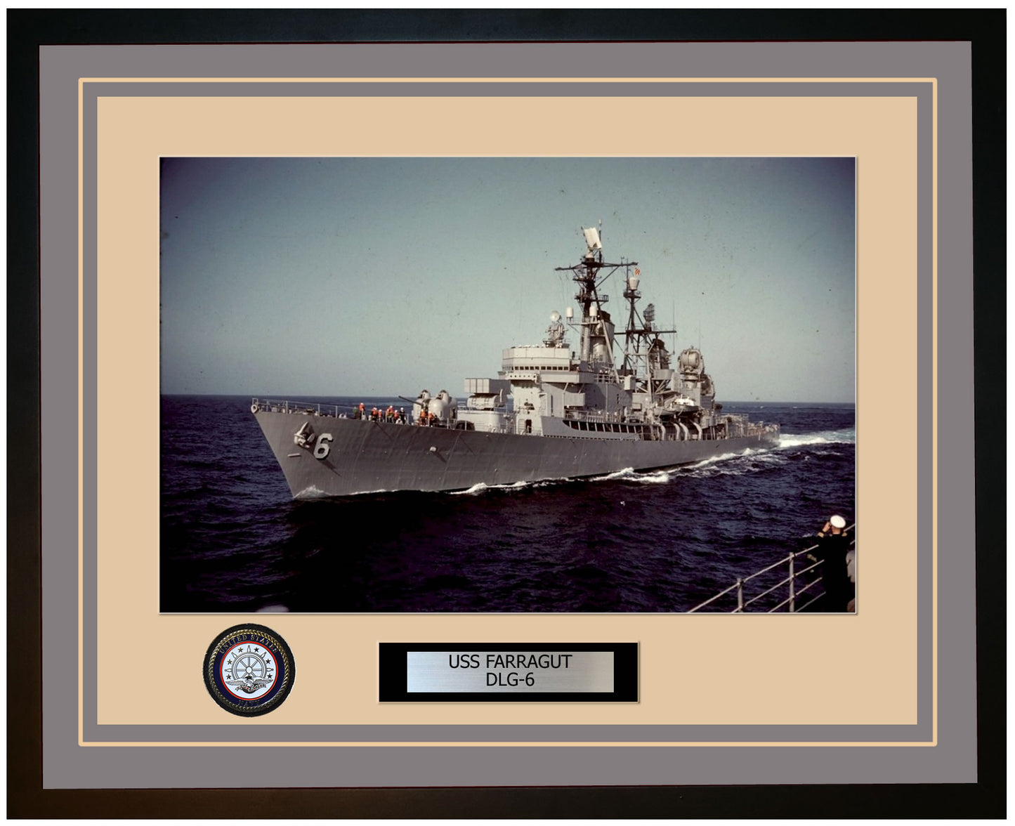 USS FARRAGUT DLG-6 Framed Navy Ship Photo Grey