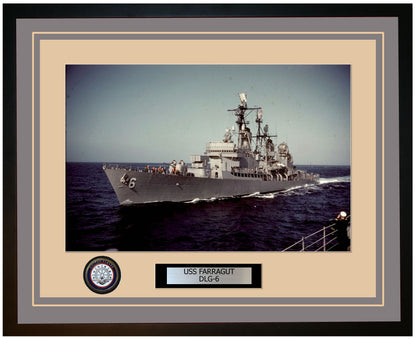 USS FARRAGUT DLG-6 Framed Navy Ship Photo Grey