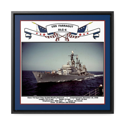 USS Farragut DLG-6 Navy Floating Frame Photo Front View