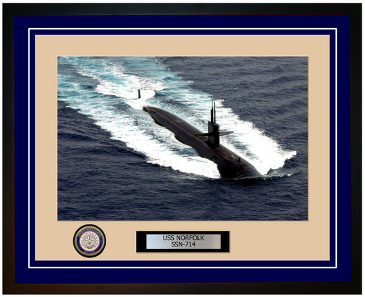 USS Norfolk SSN-714 Framed Navy Ship Photo Blue