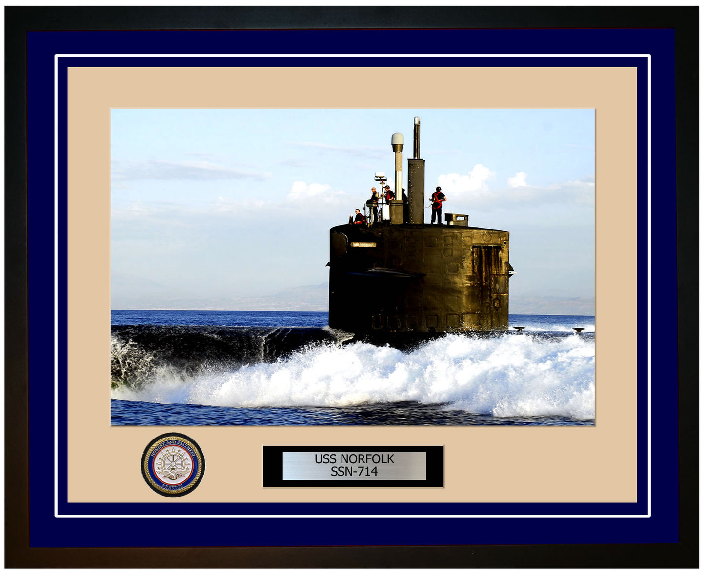 USS Norfolk SSN-714 Framed Navy Ship Photo Blue