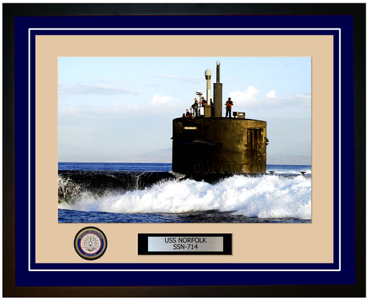 USS Norfolk SSN-714 Framed Navy Ship Photo Blue