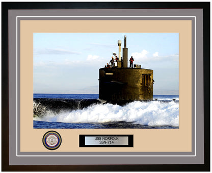 USS Norfolk SSN-714 Framed Navy Ship Photo Grey