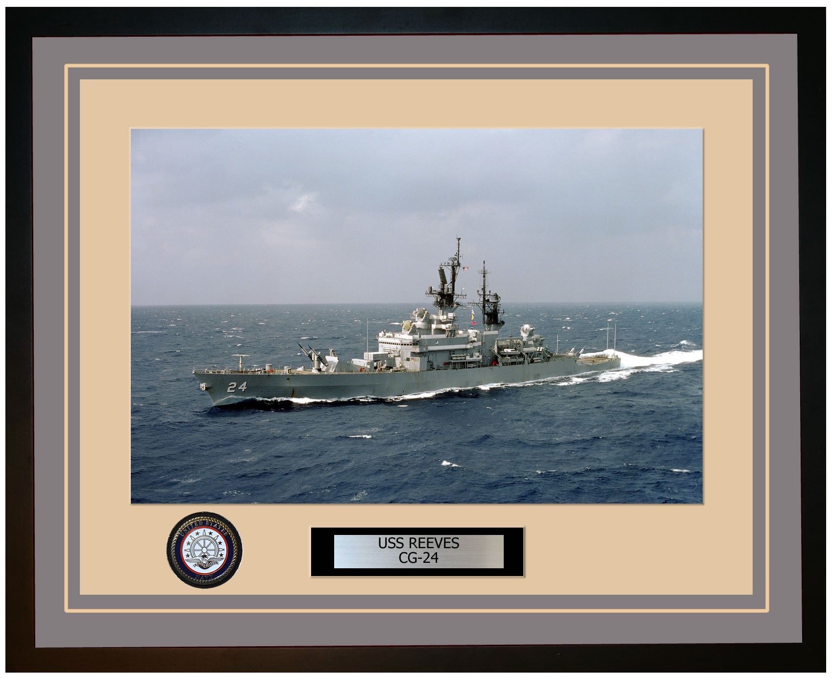 USS REEVES CG-24 Framed Navy Ship Photo Grey