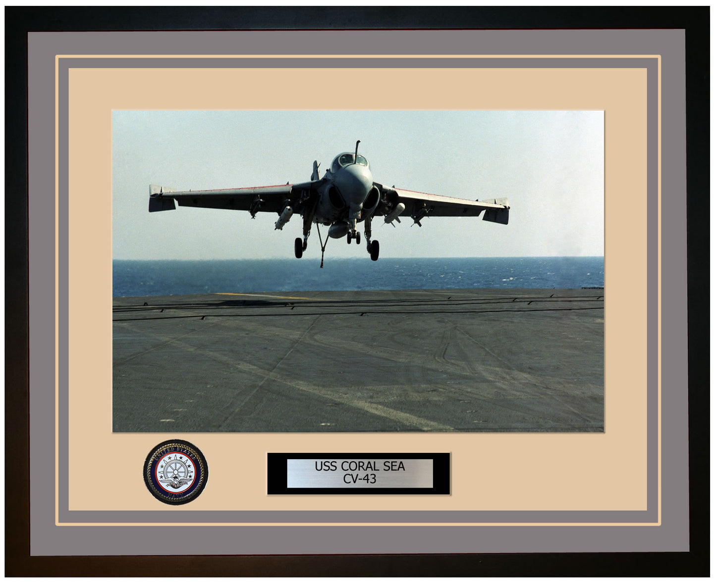 USS CORAL SEA CV-43 Framed Navy Ship Photo Grey