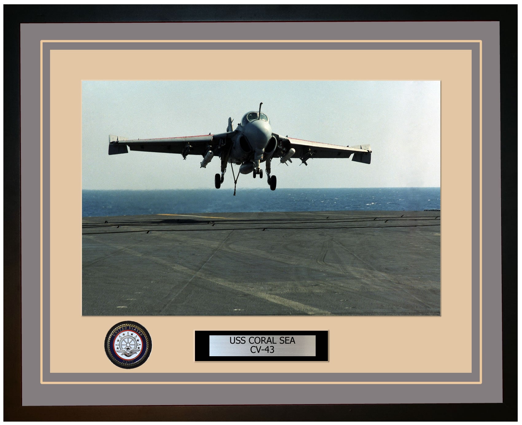 USS CORAL SEA CV-43 Framed Navy Ship Photo Grey
