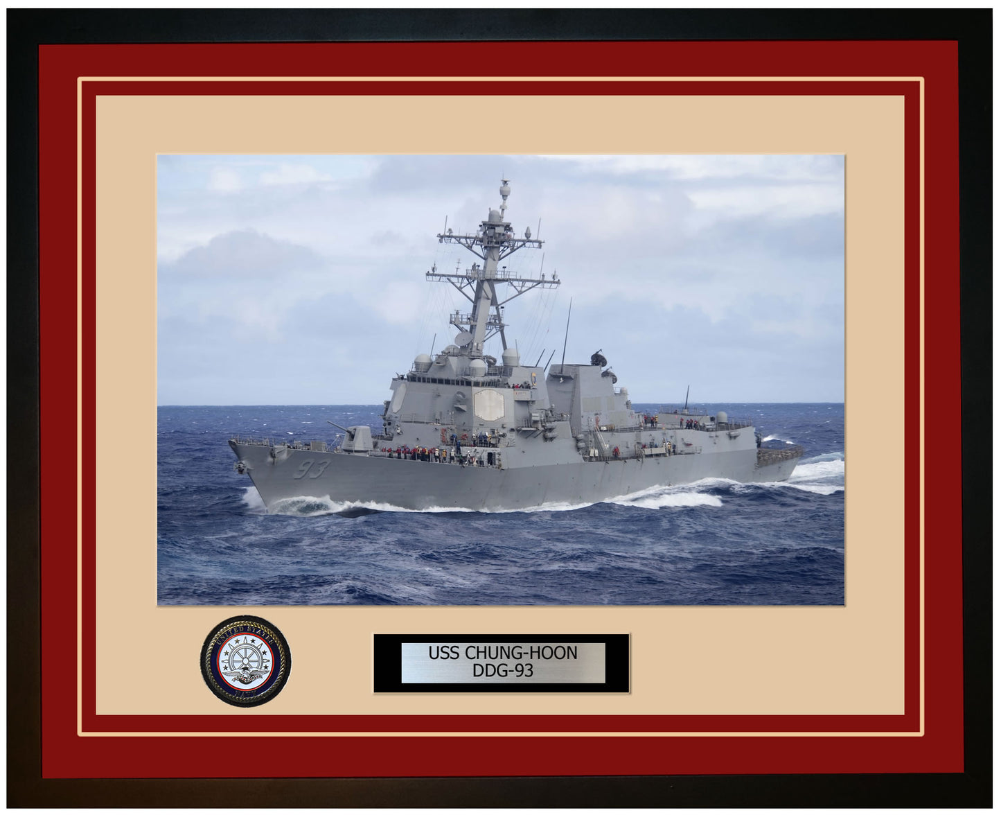 USS CHUNG-HOON DDG-93 Framed Navy Ship Photo Burgundy