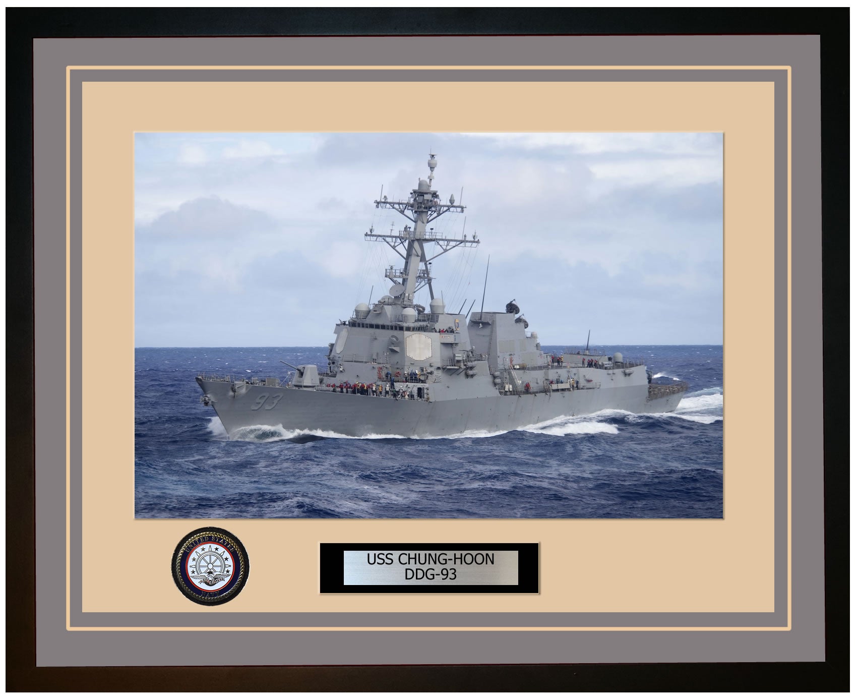 USS CHUNG-HOON DDG-93 Framed Navy Ship Photo Grey