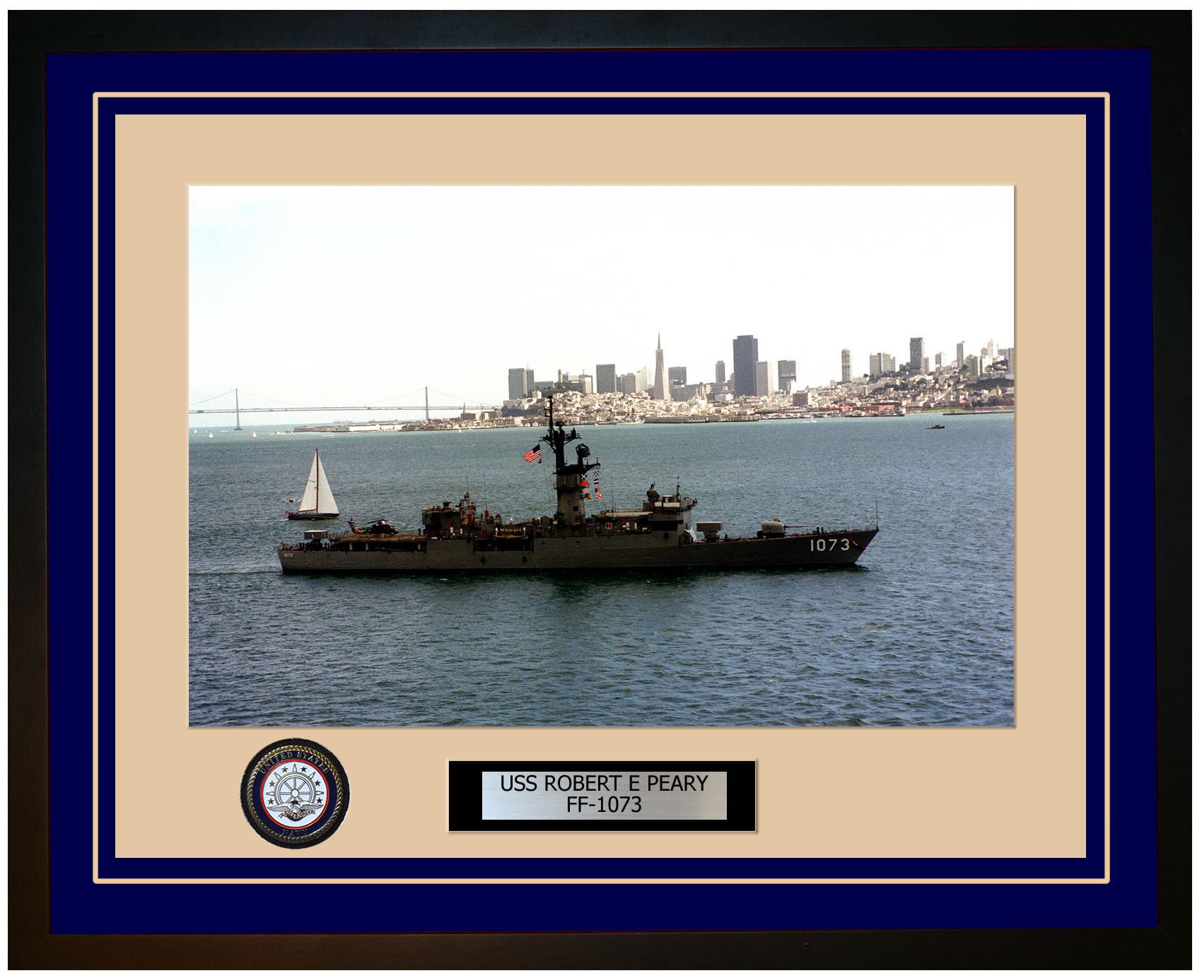 USS ROBERT E PEARY FF-1073 Framed Navy Ship Photo Blue