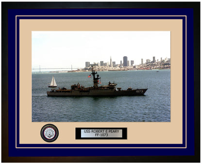 USS ROBERT E PEARY FF-1073 Framed Navy Ship Photo Blue