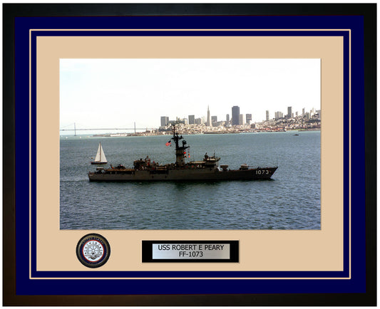 USS ROBERT E PEARY FF-1073 Framed Navy Ship Photo Blue