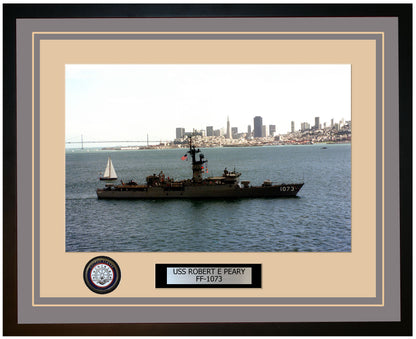 USS ROBERT E PEARY FF-1073 Framed Navy Ship Photo Grey