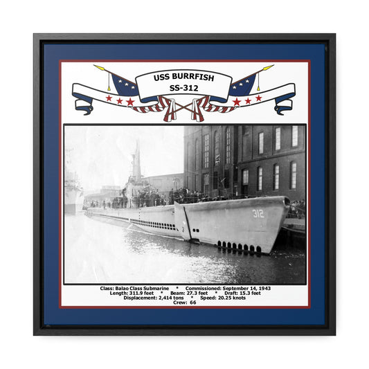 USS Burrfish SS-312 Navy Floating Frame Photo Front View