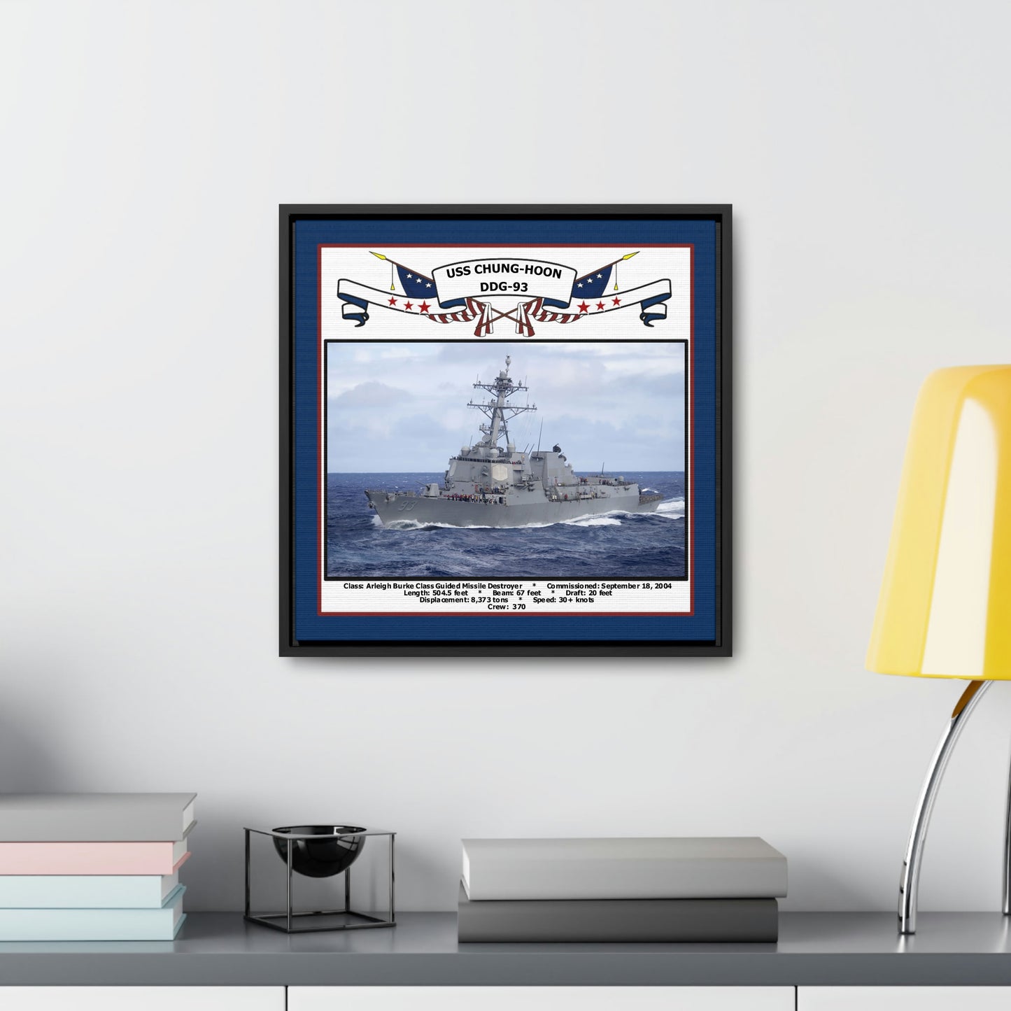 USS Chung-Hoon DDG-93 Navy Floating Frame Photo Desk View
