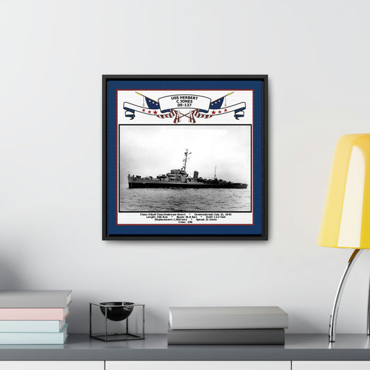 USS Herbert C Jones DE-137 Navy Floating Frame Photo Desk View