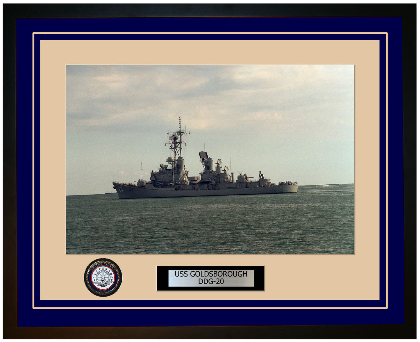 USS GOLDSBOROUGH DDG-20 Framed Navy Ship Photo Blue