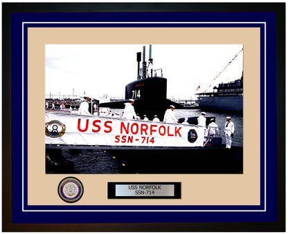 USS Norfolk SSN-714 Framed Navy Ship Photo Blue