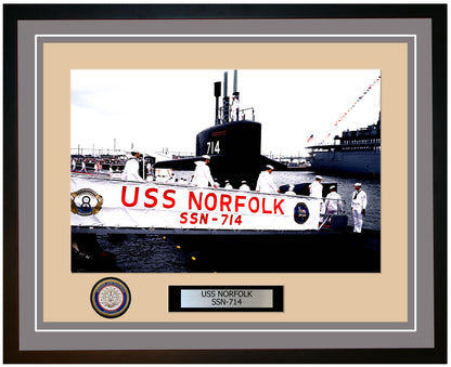 USS Norfolk SSN-714 Framed Navy Ship Photo Grey