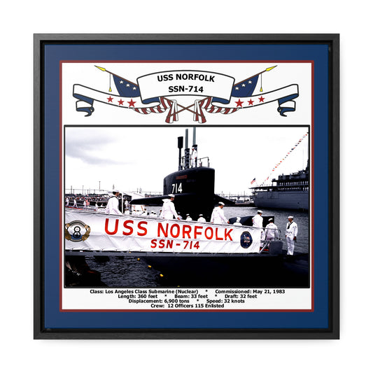 USS Norfolk SSN-714 Navy Floating Frame Photo Front View