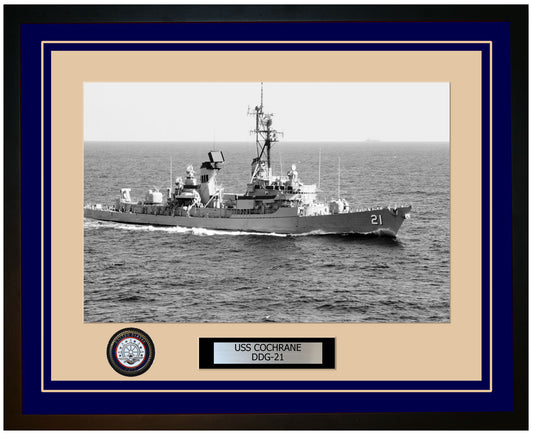 USS COCHRANE DDG-21 Framed Navy Ship Photo Blue