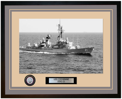 USS COCHRANE DDG-21 Framed Navy Ship Photo Grey