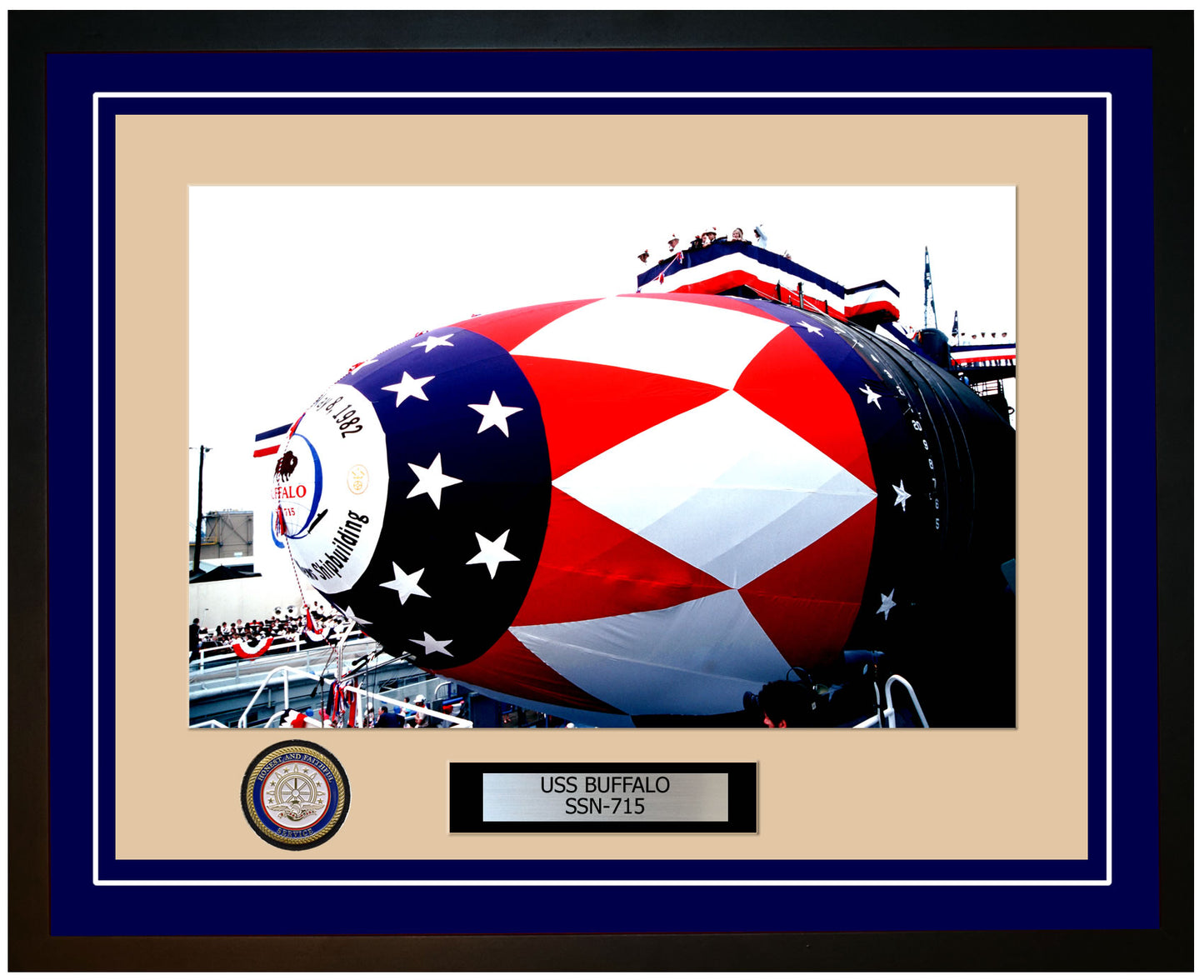 USS Buffalo SSN-715 Framed Navy Ship Photo Blue