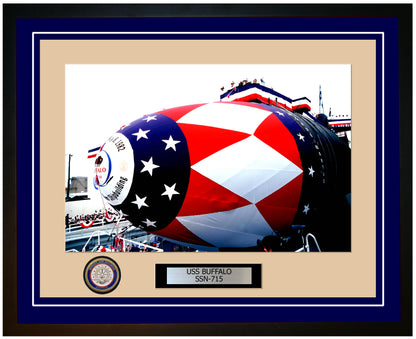 USS Buffalo SSN-715 Framed Navy Ship Photo Blue