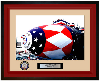 USS Buffalo SSN-715 Framed Navy Ship Photo Burgundy