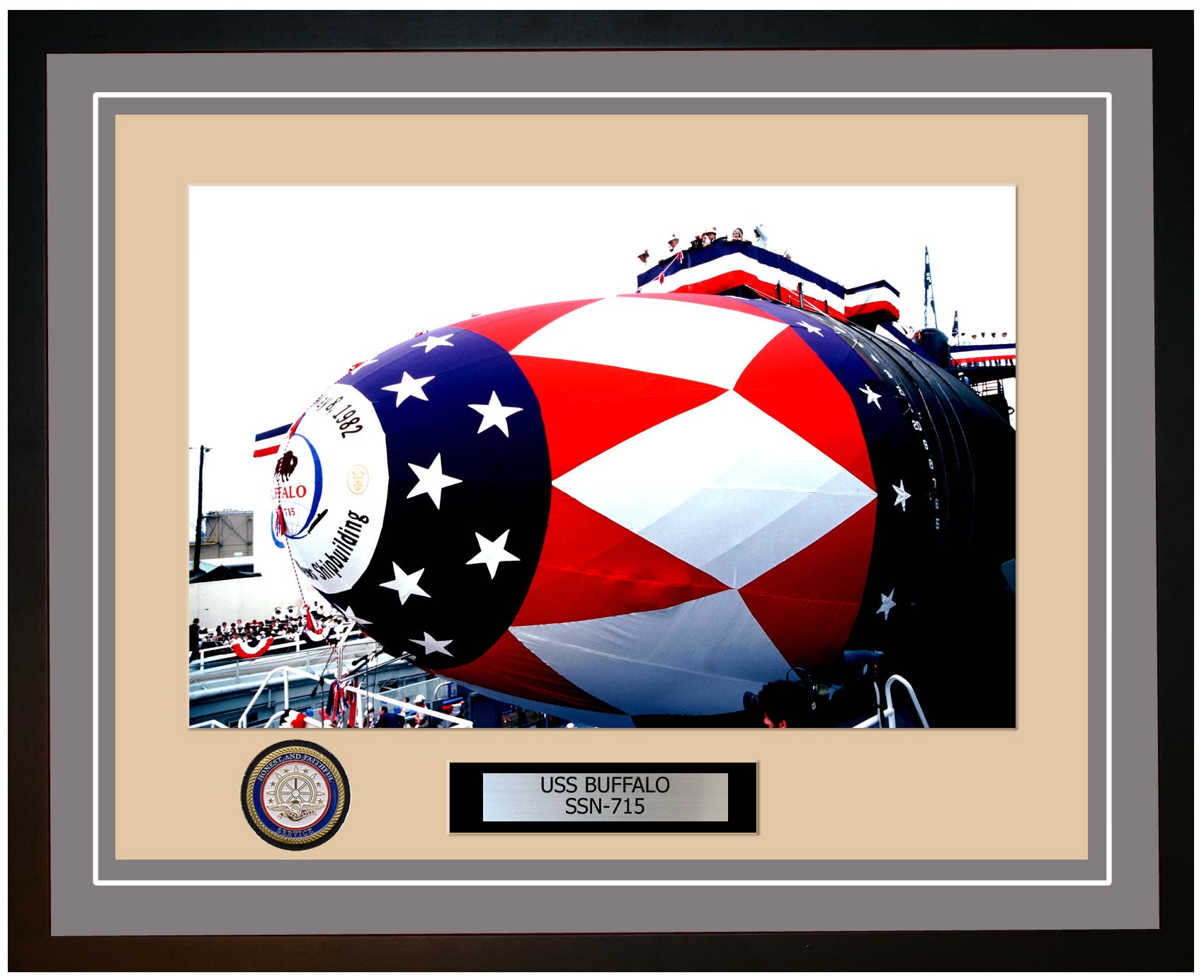 USS Buffalo SSN-715 Framed Navy Ship Photo Grey