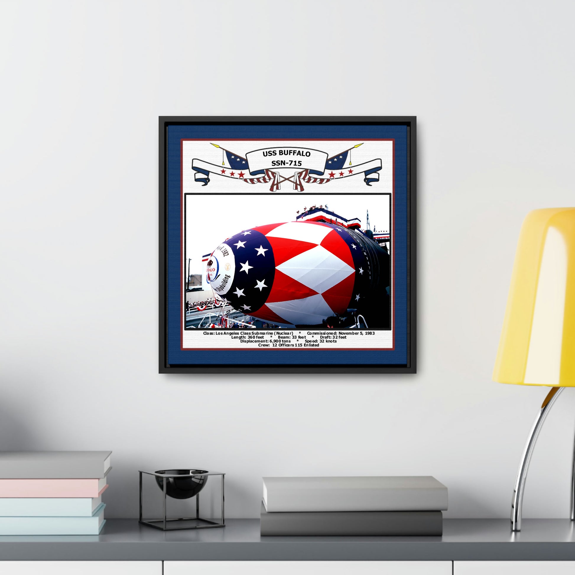USS Buffalo SSN-715 Navy Floating Frame Photo Desk View