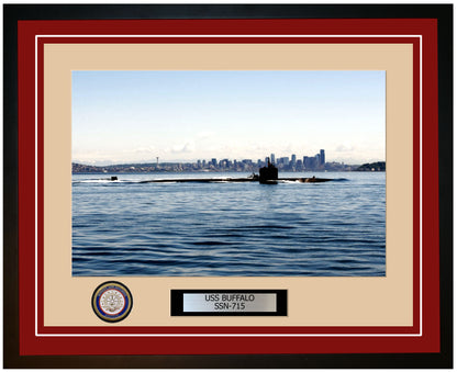 USS Buffalo SSN-715 Framed Navy Ship Photo Burgundy