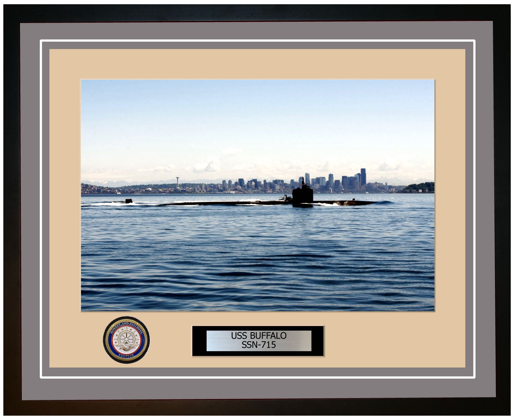 USS Buffalo SSN-715 Framed Navy Ship Photo Grey