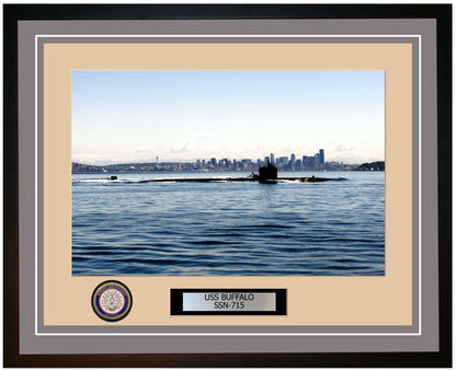 USS Buffalo SSN-715 Framed Navy Ship Photo Grey
