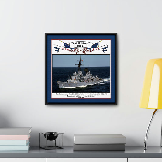 USS Cochrane DDG-21 Navy Floating Frame Photo Desk View