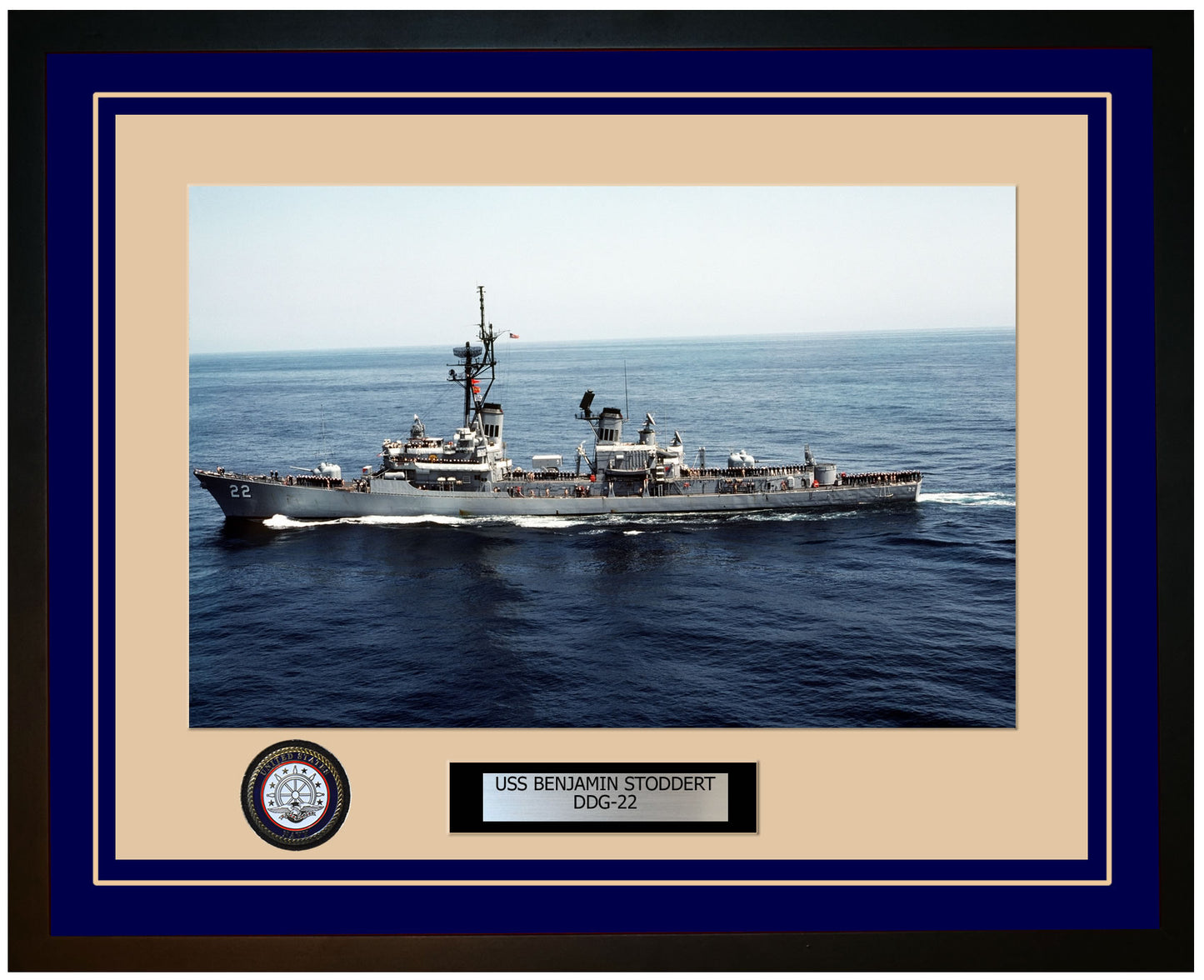USS BENJAMIN STODDERT DDG-22 Framed Navy Ship Photo Blue
