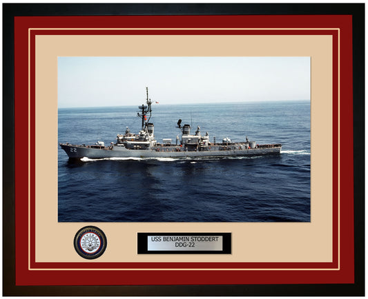 USS BENJAMIN STODDERT DDG-22 Framed Navy Ship Photo Burgundy