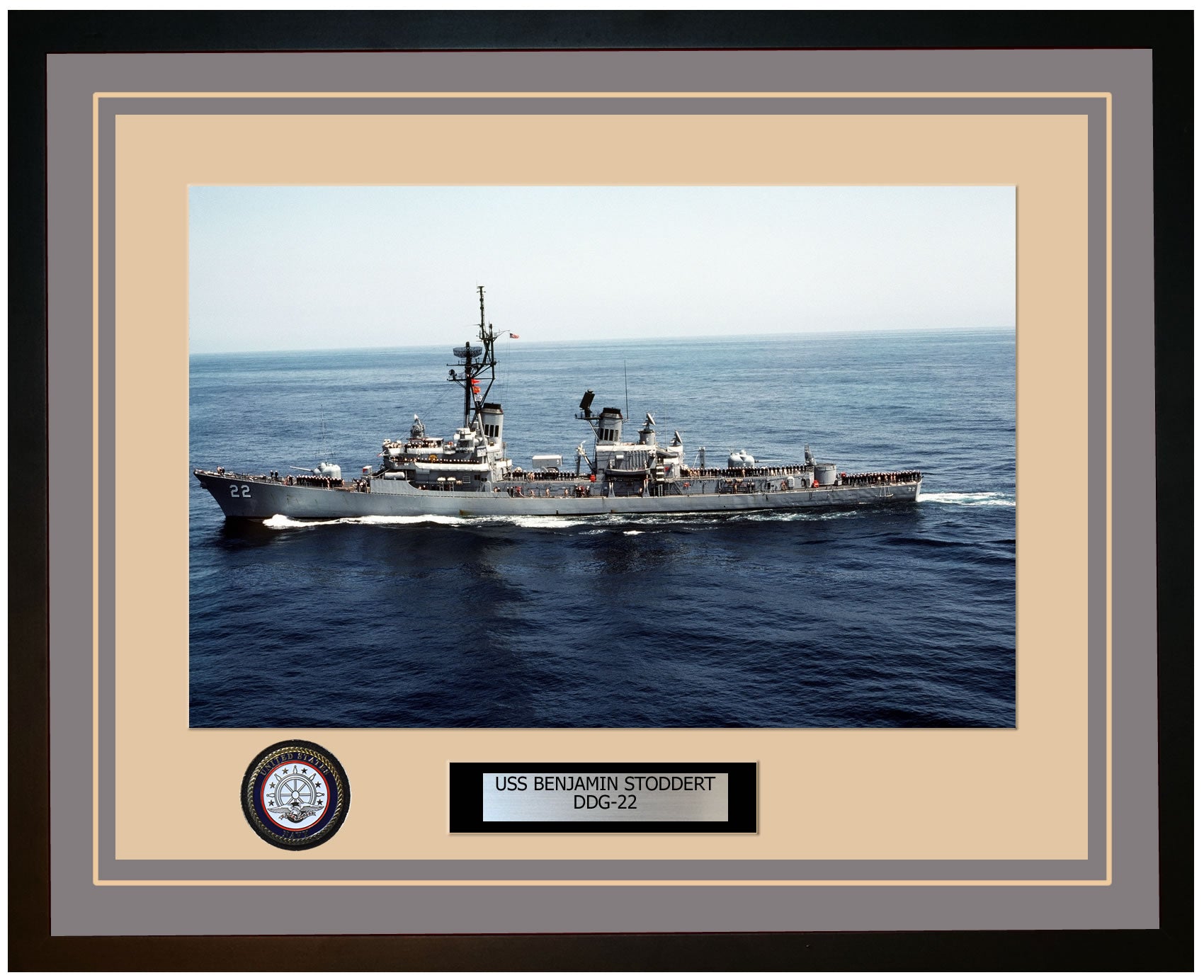 USS BENJAMIN STODDERT DDG-22 Framed Navy Ship Photo Grey