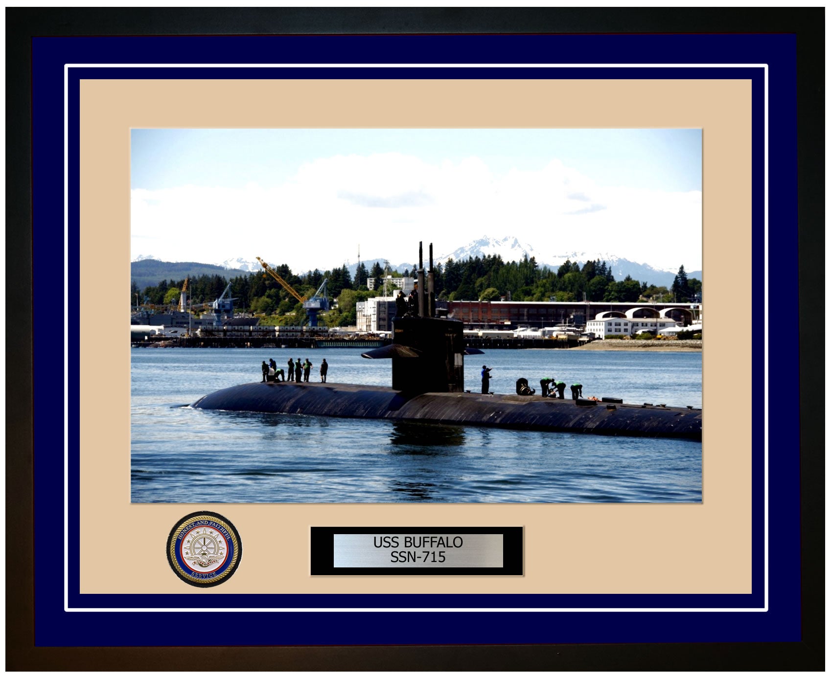 USS Buffalo SSN-715 Framed Navy Ship Photo Blue