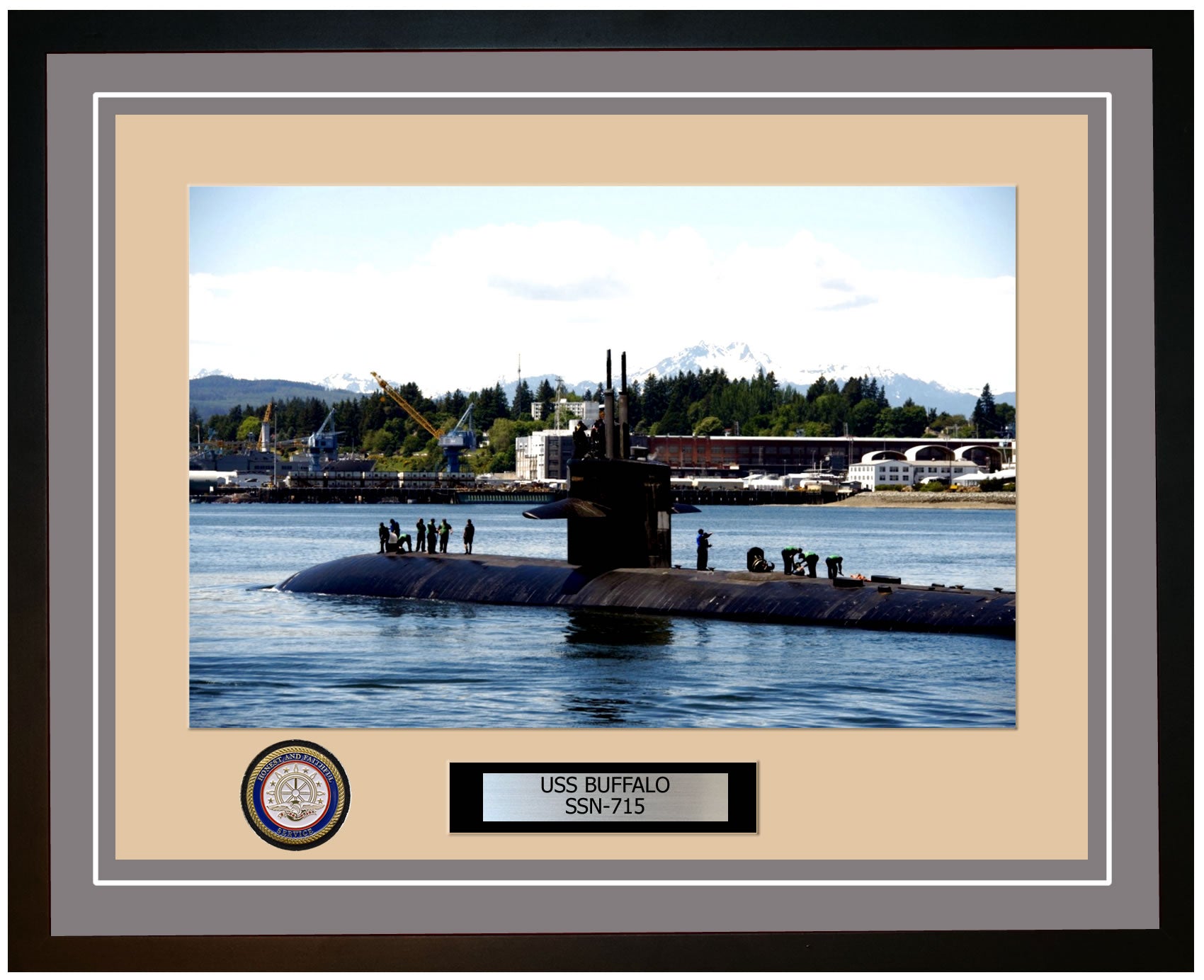 USS Buffalo SSN-715 Framed Navy Ship Photo Grey
