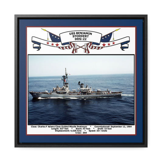 USS Benjamin Stoddert DDG-22 Navy Floating Frame Photo Front View
