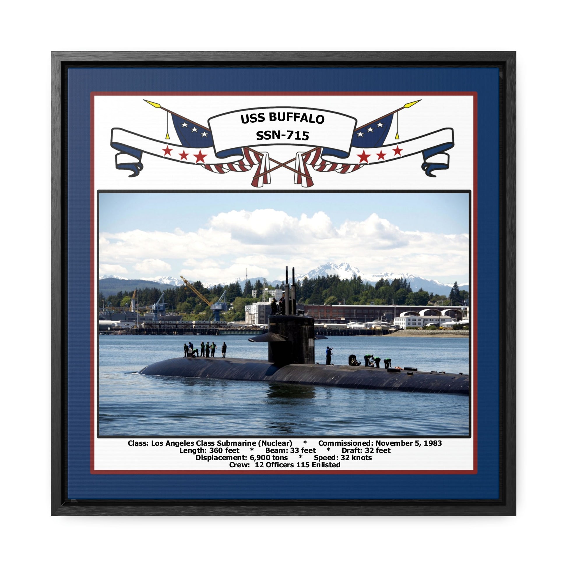 USS Buffalo SSN-715 Navy Floating Frame Photo Front View