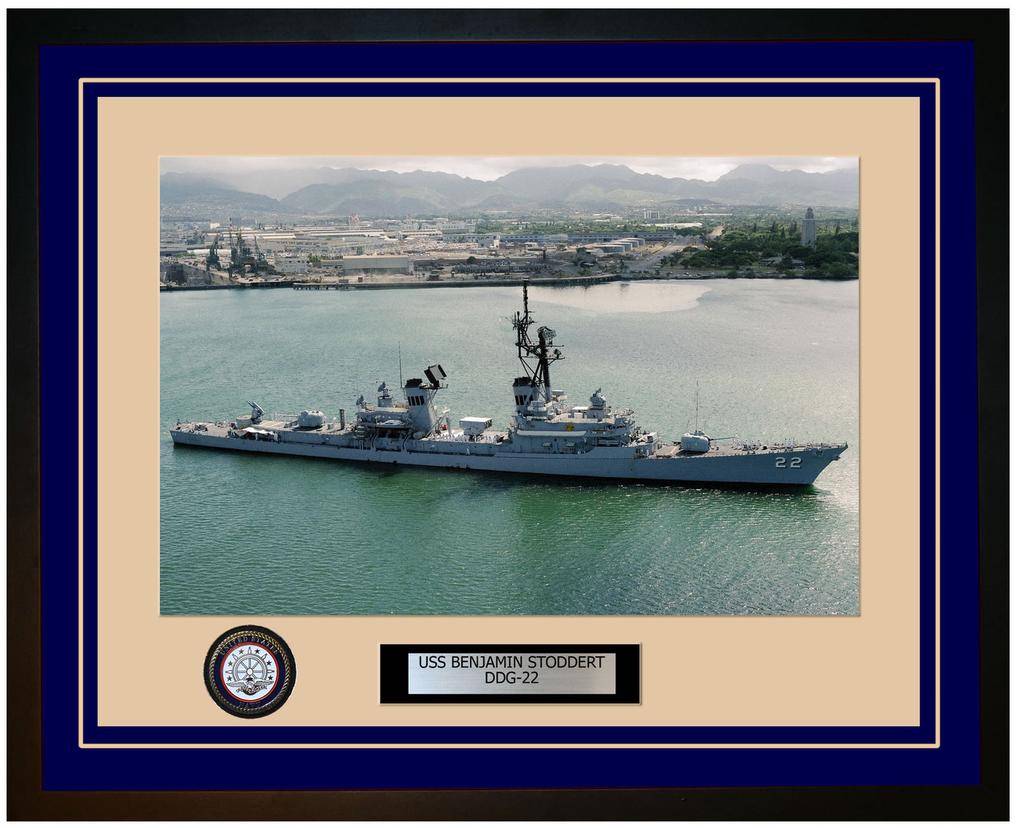 USS BENJAMIN STODDERT DDG-22 Framed Navy Ship Photo Blue
