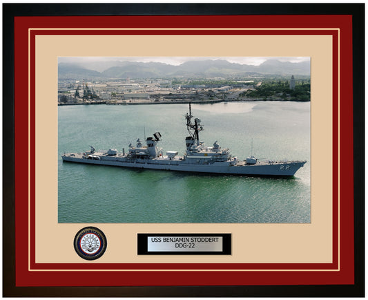USS BENJAMIN STODDERT DDG-22 Framed Navy Ship Photo Burgundy
