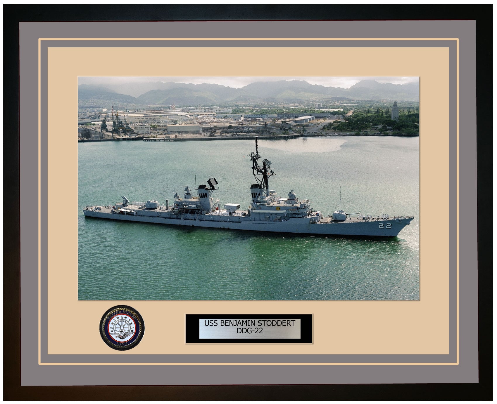 USS BENJAMIN STODDERT DDG-22 Framed Navy Ship Photo Grey