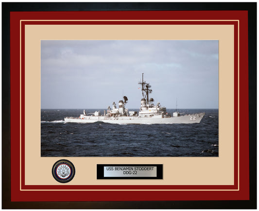USS BENJAMIN STODDERT DDG-22 Framed Navy Ship Photo Burgundy