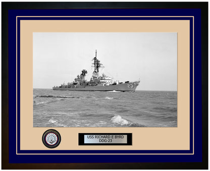 USS RICHARD E BYRD DDG-23 Framed Navy Ship Photo Blue