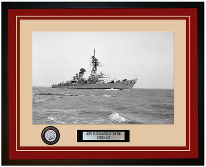 USS RICHARD E BYRD DDG-23 Framed Navy Ship Photo Burgundy